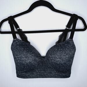 Soma Enbliss Luxe Wireless J Hook Bra Lace Back 34 DD Racerback Heather Quartz